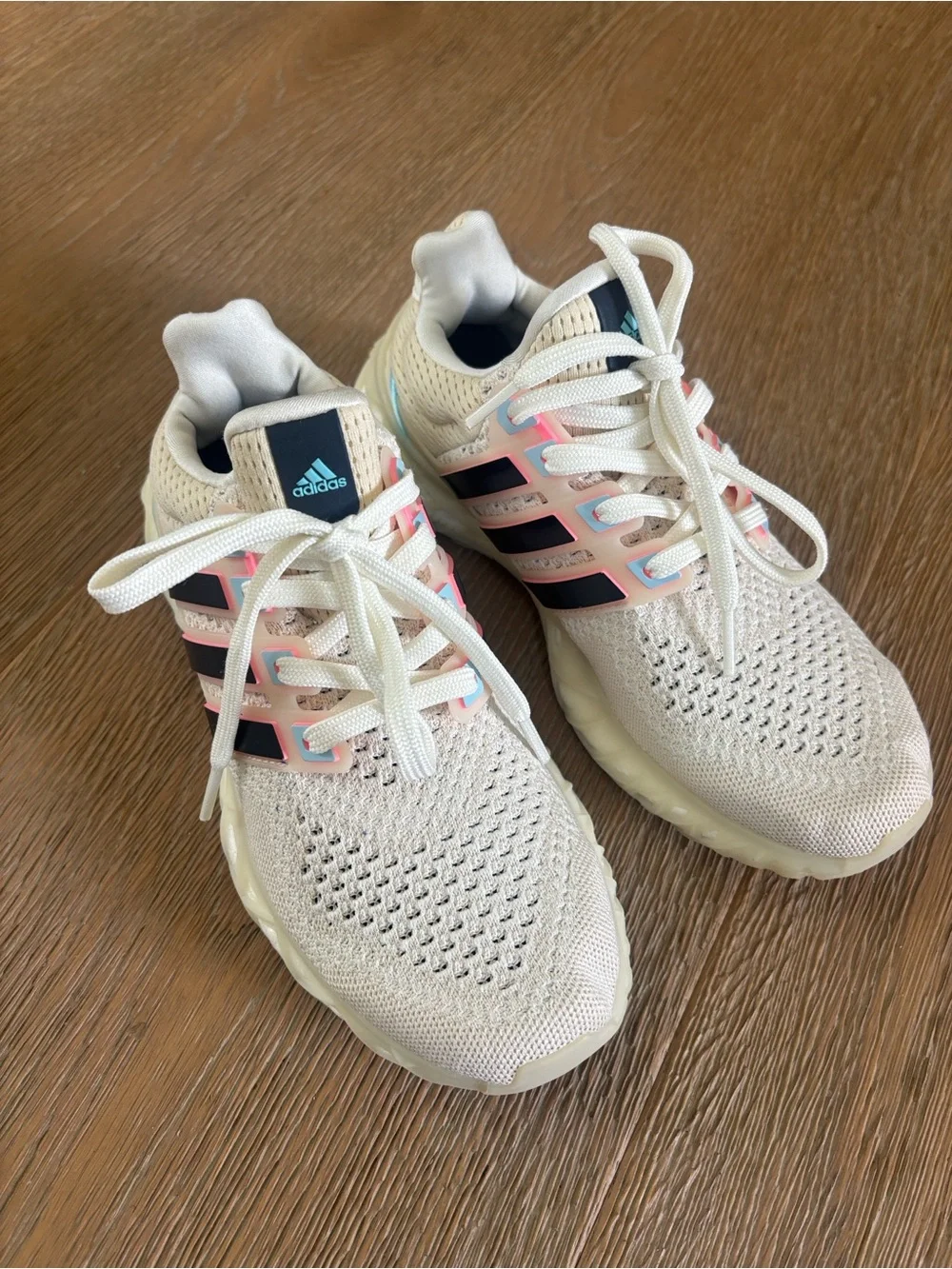 adidas Kids Sneakers Cream with Pink & Navy Accents